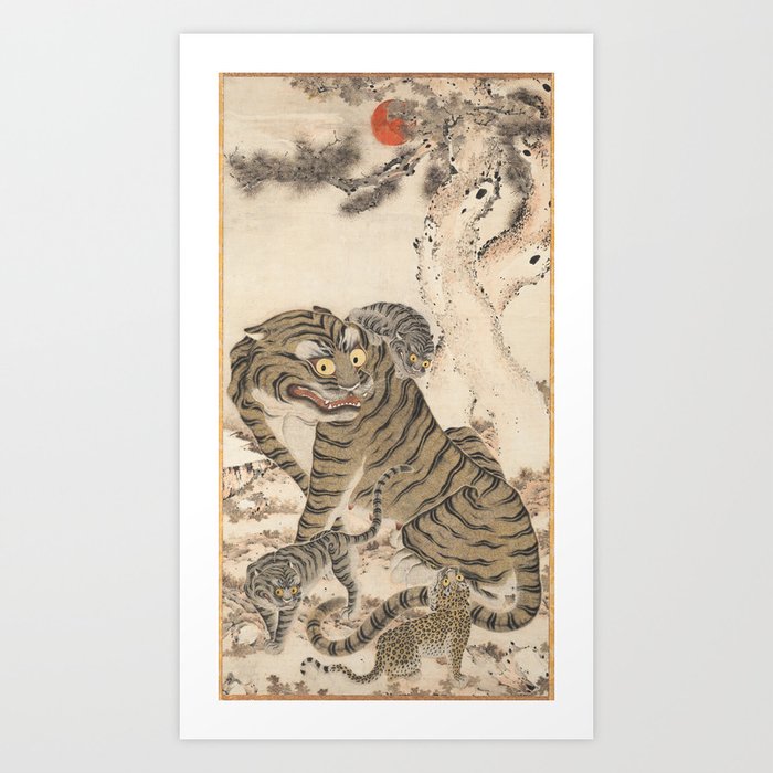 Tiger Family, Korean Art, 1800s Art Print