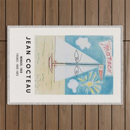 Jean Cocteau - MONACO, 1959, Exhibition Poster, Vintage Outdoor Rug