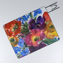 colorful bouquet: delphiniums Picnic Blanket