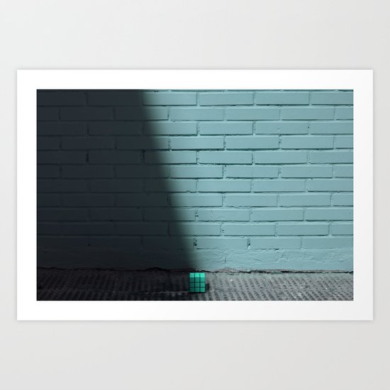 Blue and shady cube Art Print