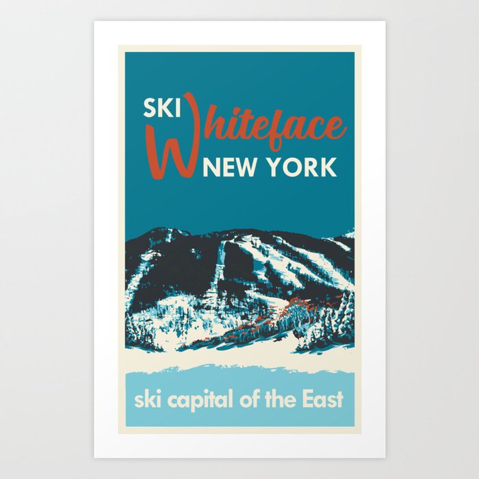 Ski Whiteface New York vintage poster Art Print