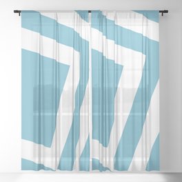 Ocean blue squares background Sheer Curtain
