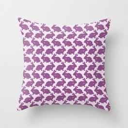 Floral Bunnies with 'Heart' - Purple on Light Throw Pillow