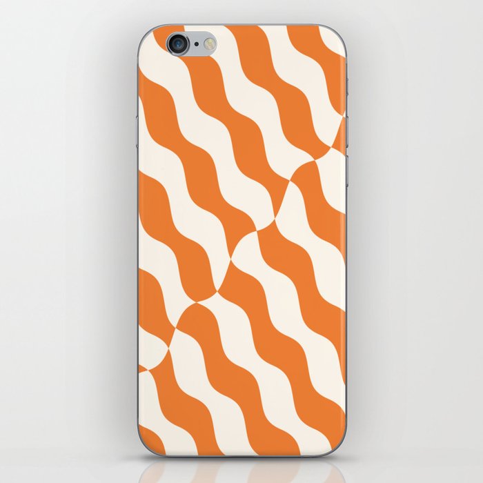 Retro Wavy Abstract Swirl Pattern in Orange iPhone Skin