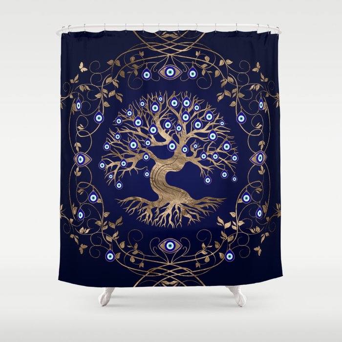 Tree of Life Evil Eye Ornament Shower Curtain