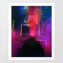 Cyberpunk Astronaut Poster "universe on my Internet" Art Print