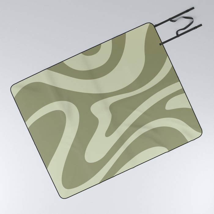 Modern Abstract Pattern 4 in Sage Shades (Liquid Swirl Design) Picnic Blanket