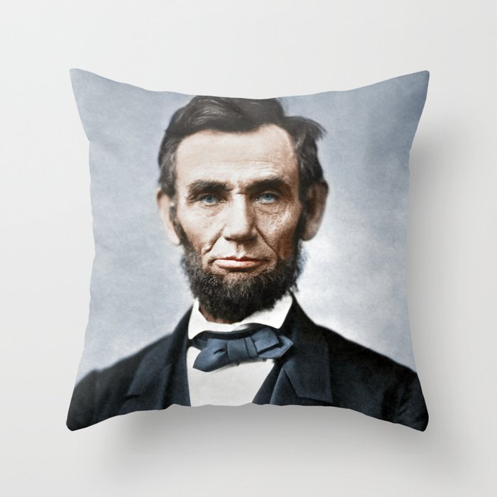 Abraham Lincoln Portrait - 1863 - Colorized Throw Pillow