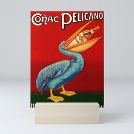 Vintage 1920 Cognac Pelicano Hijos de Quirico Lopez Malaga Advertising Poster Mini Art Print