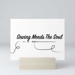 sewing mends the soul saying  Mini Art Print