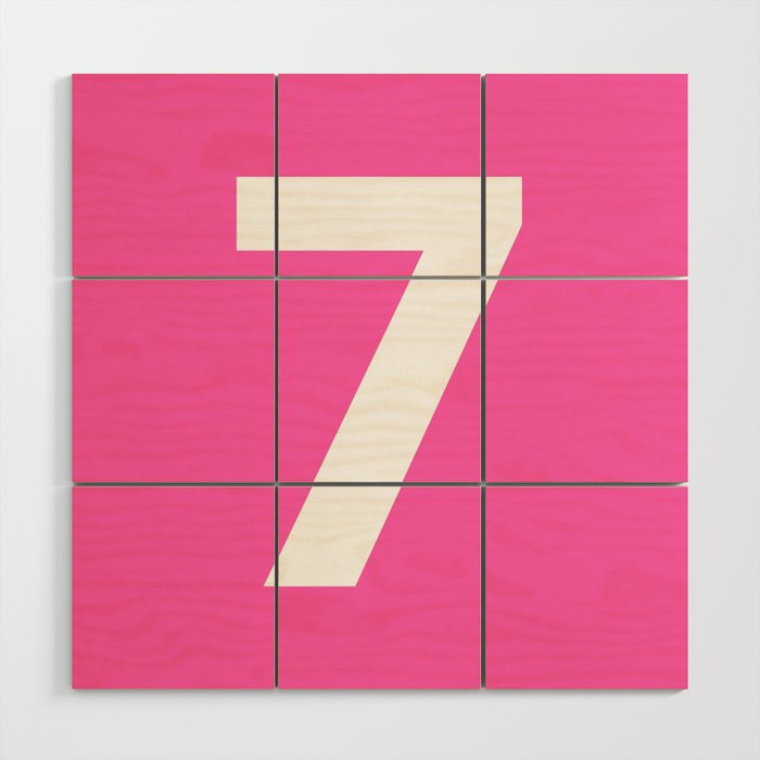 Number 7 (White & Pink) Wood Wall Art