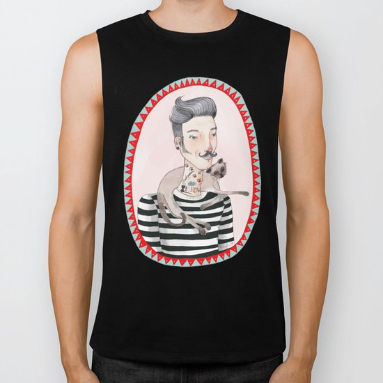He is a cat person! Biker Tank