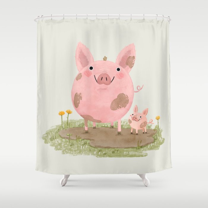 Piggies in a Mud Puddle Shower Curtain