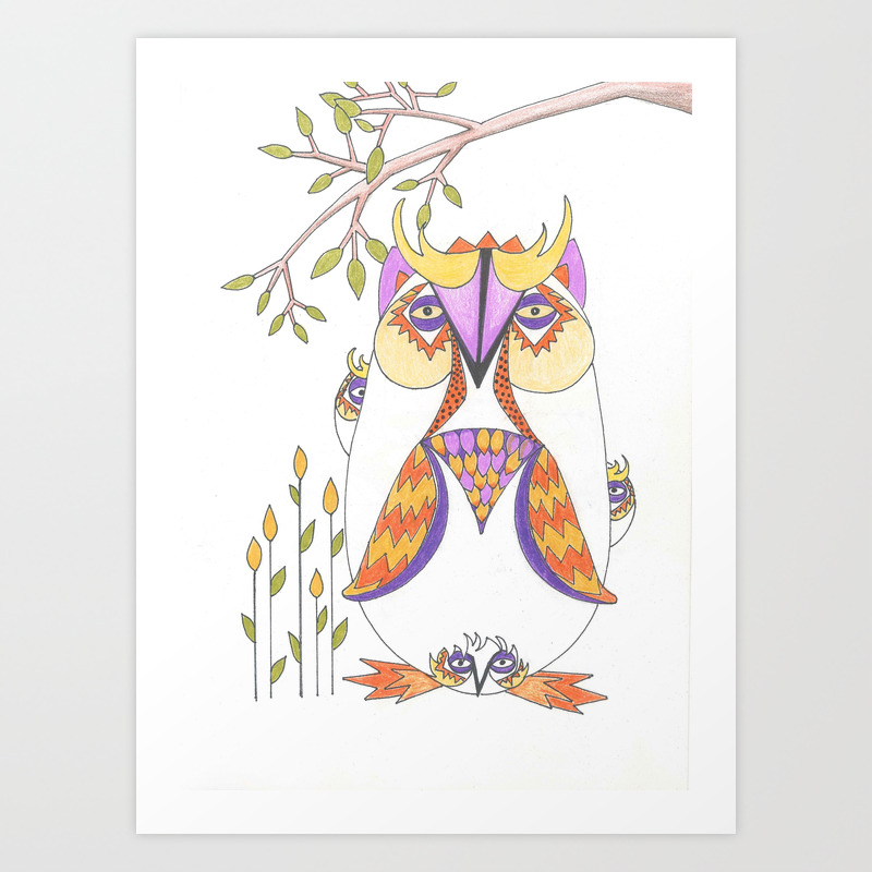 Whimsical Mama Owl And Baby Owls Art Print By Oldurbanfarmhouse Society6