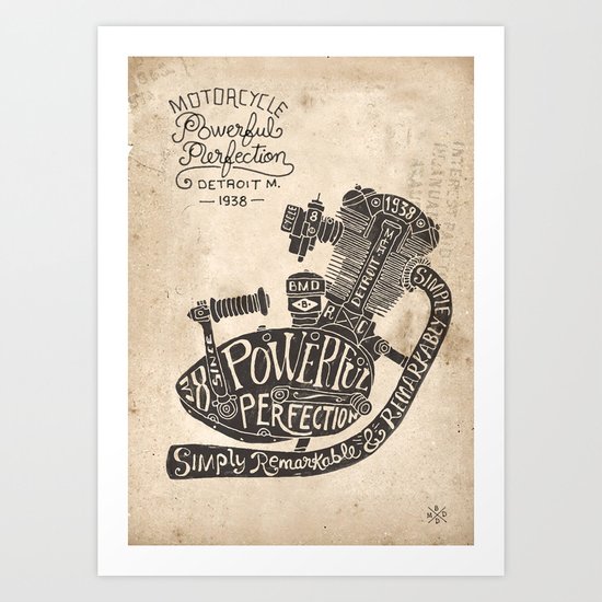 Hand lettering engine Art Print