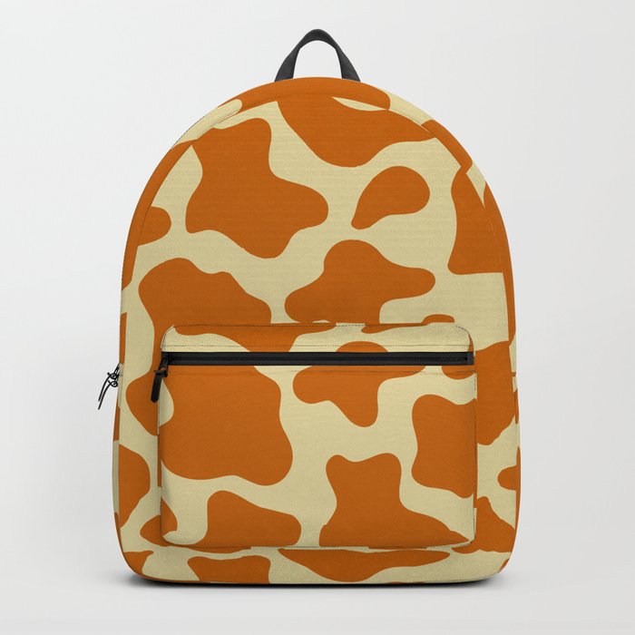 Aesthetic Cow Print Pattern - Alloy Orange and Cookies And Cream Backpack