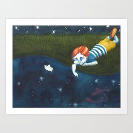 Fishes and stars Art Print