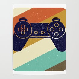 Retro Vintage Design With Controller Video Game Lover's Gift Poster