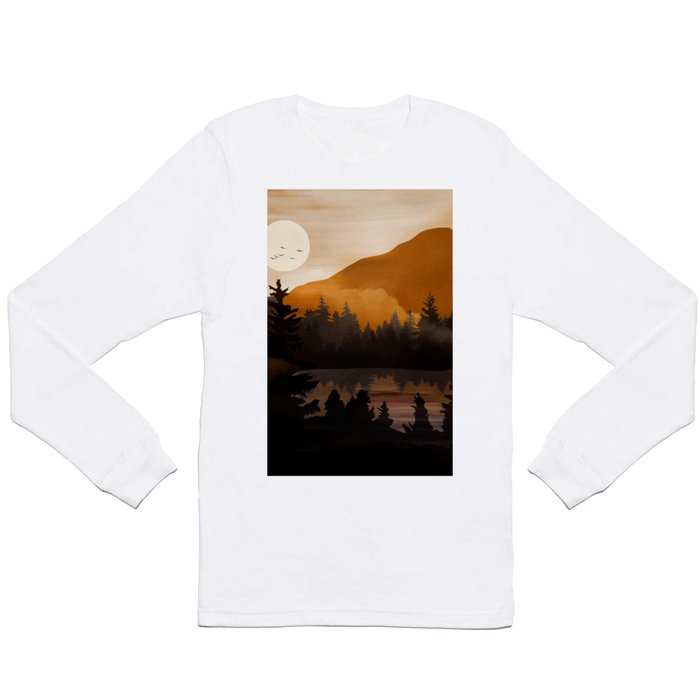 Golden Glimmer Mountain Lake Long Sleeve T Shirt