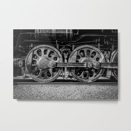 Steam Locomotive Drive Wheels Black and White Train Tracks Metal Print | Digital, Detail, Vintage, Engine, Wheels, Trains, Train, Railway, Black And White, Drive Wheels 