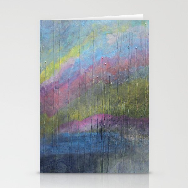 Surprise Valley colorful mixed media abstract landscape Stationery Cards