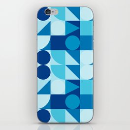 Abstract Geometric Mid Century Modern Pattern - Blue shades iPhone Skin
