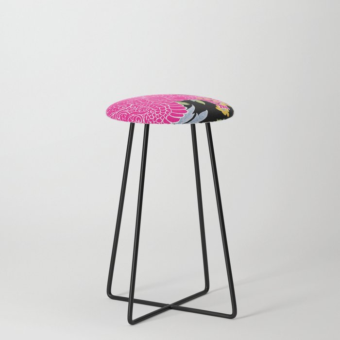 Fierce Asian Dragon Pink Counter Stool