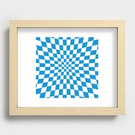 Blue Op Art Check or Checked Background. Recessed Framed Print