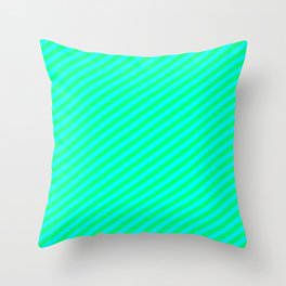 [ Thumbnail: Green & Cyan Colored Stripes Pattern Throw Pillow ]