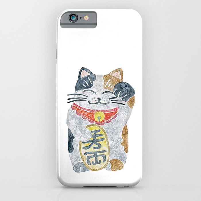 Watercolor Maneki Neko / Lucky Cat iPhone Case