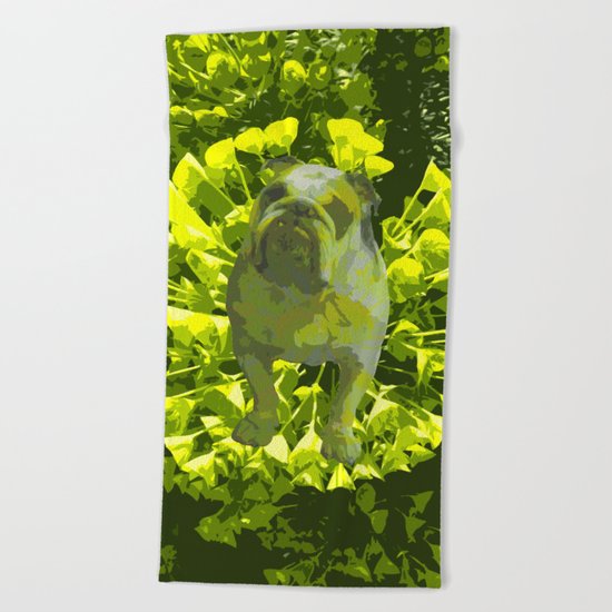Green Pug Beach Towel
