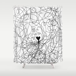 The lines of Love - White version. Shower Curtain