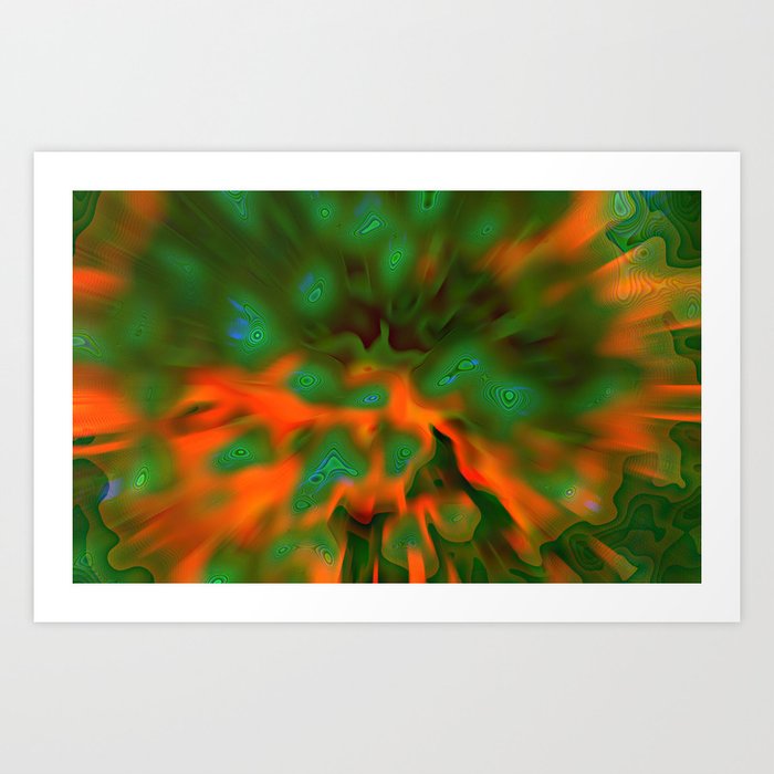 Orange Green Rays Art Print
