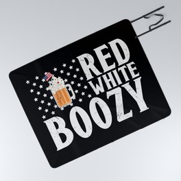 Red White Boozy Independence Day Funny Picnic Blanket