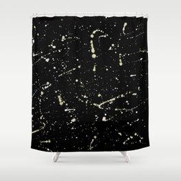 Golden Splatter on Black Shower Curtain