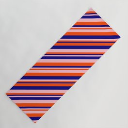 [ Thumbnail: Blue, Pink, and Red Colored Lines/Stripes Pattern Yoga Mat ]