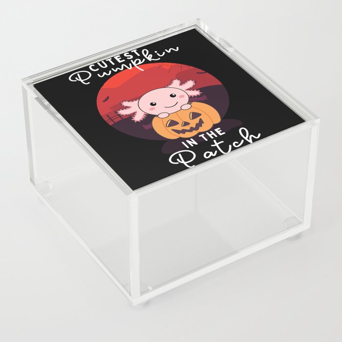 Axolotl In Pumpkin Sweet Axolotls Happy Halloween Acrylic Box