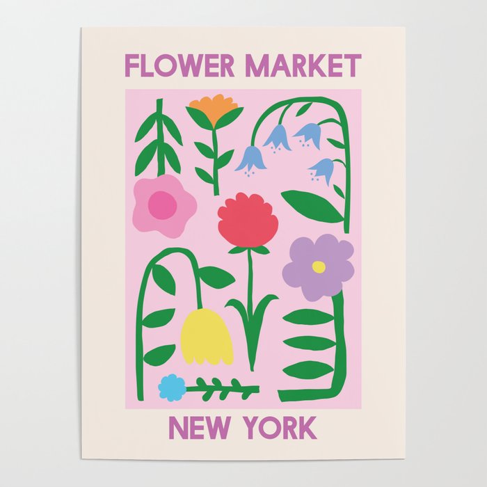 Flower Market New York Poster by April Lane Art Society6