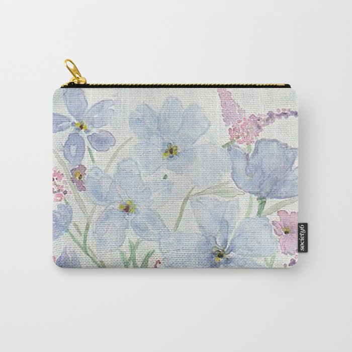 Lavender and Blue Watercolor Wildflowers Carry-All Pouch