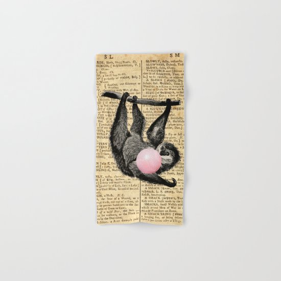 Cute Sloth with Pink Bubble Hand & Bath Towel