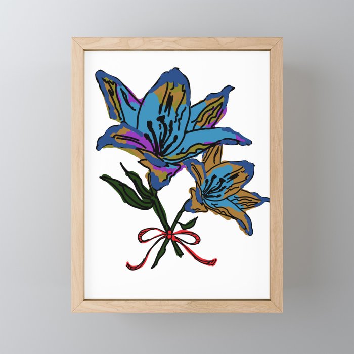 Colorful Lilly Bouquet Framed Mini Art Print