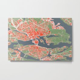 Stockholm city map classic Metal Print