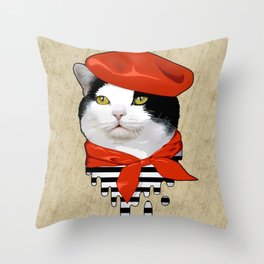 cat Frenchman Throw Pillow