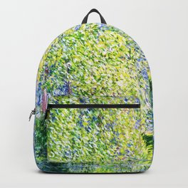 Monet: Bend in the River Epte Backpack | Serene, Tranquil, Digital, Forest, Green, Oil, Landscape, Nature, Pop Art, Monetseries 