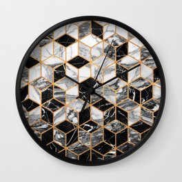 Marble Cubes - Black and White Wall Clock