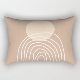 Geometric Lines in Brown Beige (Sun and Rainbow Abstraction) Rectangular Pillow