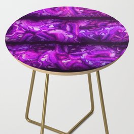 Purple Glitch Stripes Side Table