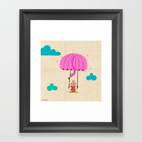 one of the many uses of a flamingo - parachute Framed Art Print