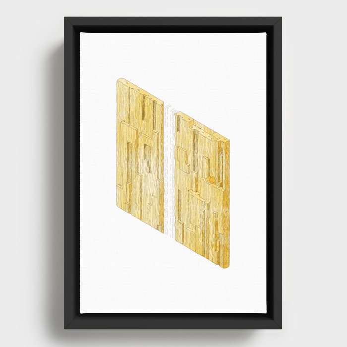 Isometric Vietnam Waterfall 2 - Yellow Framed Canvas