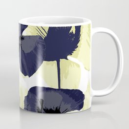 Dark Blue and Light Yellow Poppies On A White Background Fall Mood #decor #society6 #buyart Mug